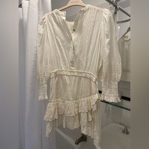 LoveShackFancy Eyelit Mini Long Sleeve Dress Small